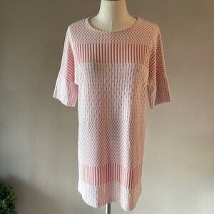 Zara W/B Collection Textured relaxed sheath dress. Drop shoulder elbow sleeves S